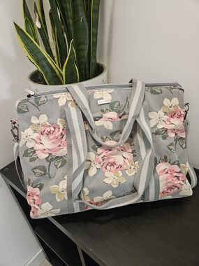 Mosiso Floral Laptop Bag - Gray with Pink Rose Print